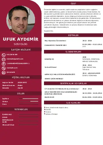 Sosyolog Cv Örnekleri cv indir